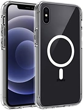 S. Tedazo Magnetic Case for iPhone Xs Max Case, [Wireless Charging] [Compatible with Magsafe] No Yellowing and Military Drop Protection, Slim Transparent Phone Case Cover for iPhone Xs Max Case-Clear