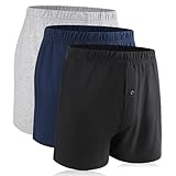 [mom21] ニットトランクス メンズ 下着 パンツ 紳士 無地 LL 3枚セット (LL, 3色)