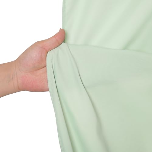 Image of Pea Green Backdrop Curtains 20x10ft: Outdoor Polyester Photo Backdrop Drapes - 4 Panels 5x10ft for Rustic Birthday Party Background Decoration
