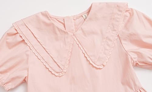 Mud Kingdom Girls Stripe Dress Lace Short Sleeve Summer School Dresses2