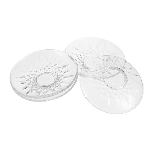 BRIGHTFUFU 4Pcs Glass Round Saucers Practical Condiment Bowls for Tea Coffee and Snacks Kitchen Dishes for Dipping Sauces and Seasoning Easy to Clean and Versatile Design