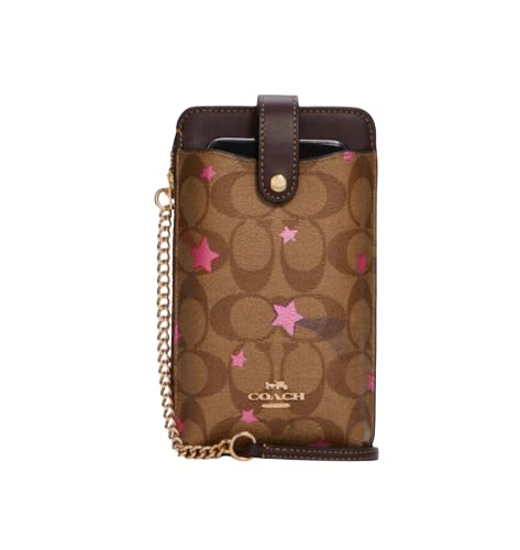 North/South Phone Crossbody In Signature Canvas With Disco Star Print