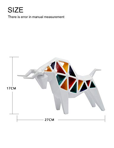 Haucoze Bull Sculpture Decor Animal Statue Polyresin Figurine Colorful Hollow 14 Inch #TOP6