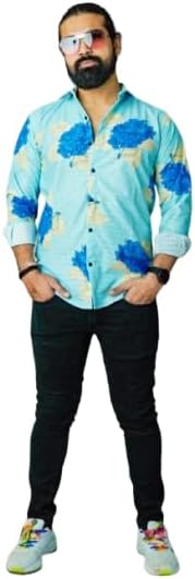 Men’s Stylish Semi-Sheer Mesh Shirt with Multicolor Patch Print – Slim Fit Casual Top | Trendy Button-Down Summer Shirt for Club