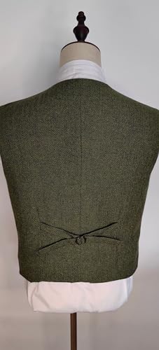 Yarizm Casual Men's Vests Herringbone Tweed Vest V-Neck Waistcoat For Men Retro Men's Wedding Vests Travel Workwear Vest4