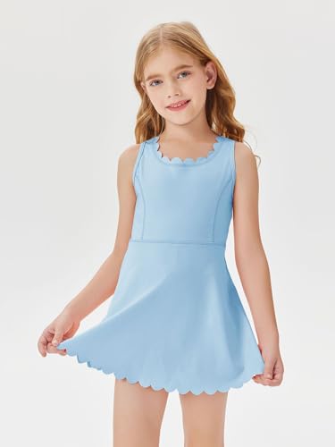 Batermoon Girls Athletic Tennis Dress with Shorts Kids Workout Exercise Golf Skirts Dresses with Pockets3