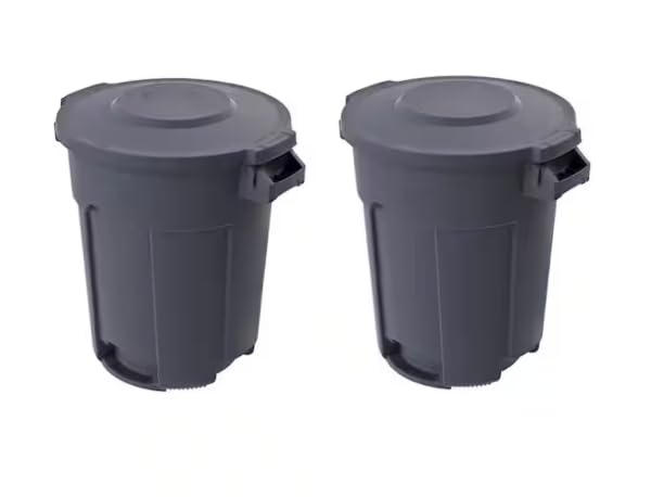 Grey Commercial Outdoor Trash Can with Domed Lid (2-Pack) - 20 Gallon FP63117