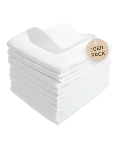 Kindsgard Mullwindeln - 10er Pack - 70x70 cm - 100% Baumwolle - OekoTex 100 Zertifiziert - weiche Spucktücher - saugstark, hautfreundlich & atmungsaktiv - waschmaschinenfest - ideal für Babys - Weiß