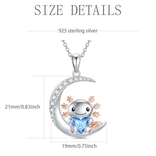 Image of PROESS Animal Birthstone Necklace 925 Sterling Silver Otter /Axolotl /Hippo /Elephant /Dachshund /Monkey /Red Panda Pendant Necklace Animal Birthstone Jewelry Gifts for Women