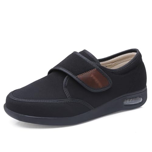 Pantuflas para diabéticos para hombre, ligeras, transpirables, para hombre, con edema diabético, más fertilizantes que amplían la artritis, edema, zapatos de casa hinchados, para pies hinchados(Black,