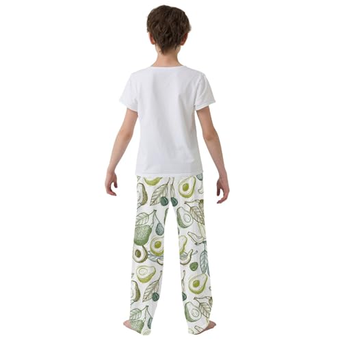 Avocado and Leaf Boys Long Pants Soft Trousers Elastic Waist Kids Lounge Bottoms with Pockets S-XL3