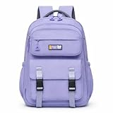 Mochila Escolar Feminina Grande, Resistente, Material Oxford e Poliéster, Compartimentos Múltiplos, Alças Acolchoadas, para Estudantes (Azul)