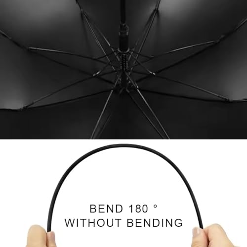 Image of Umbrella with Reflective Stripe and Cover, 47 Inch Large Umbrella, Windproof, Waterproof and UV Protection Auto Open Golf Umbrella