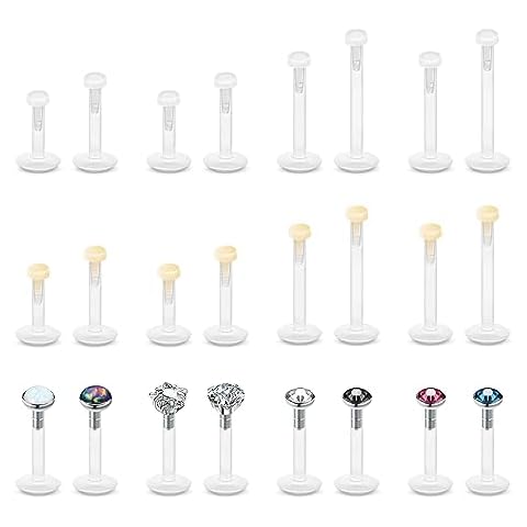 MixPiercing 24Pcs Clear Lip Piercing Set Cover
