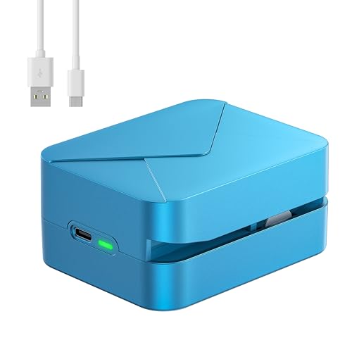 VAMODI Rechargeable Electric Letter Opener, Automatic Letter Opener Envelope Slitter, Universal Efficient Mail Envelope Openers with Safe Cutting and Portable Design for Office & Home Desks, Blue