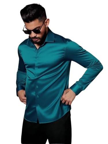 Image of IndoPrimo Men's Stylish Solid Satin Casual Shirt for Men Full Sleeve