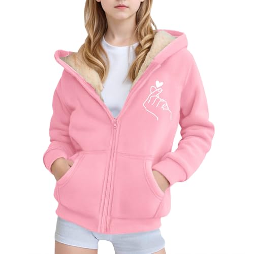 Heartbeat Graphic Zip Up Hoodie Girls Fleece Sherpa Lined Jacket Fall Winter Coat Casual Trendy Clothing with Pockets4
