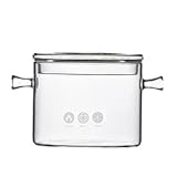 PEPLAYTAL Olla de Vidrio Resistente al Calor para Sopa y Fideos Cacerola Transparente con Tapa Plana Recipiente Multifuncional para Cocina y Restaurante