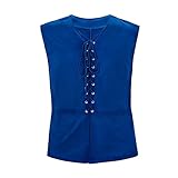 Century Star Mens Pirate Vest Renaissance Costume Men Medieval Viking Gothic Steampunk Sleeveless Halloween Costume Blue Medium