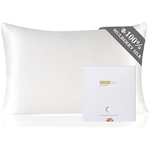 ZIMASILK 100% Mulberry Silk Pillowcase, White Cover