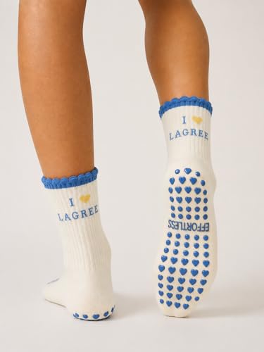 Image of Shapes Studio Half Calf Grip Socks, Cute Fruit Pilates Socks, Ruffle Socks, Non-Slip for Barre Yoga