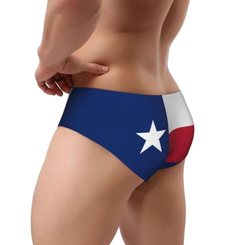 Flag of Texas Print Men's Underwear - Stretch Breathable Briefs - Supportive Mens Trunks for Daily Wear & Workout,3