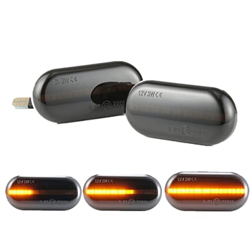 LEDFEWAG 2 pièces LED Feux de jour Clignotant Latéraux Dynamique Ambre Compatibile pour Smart FORTWO Coupe Cabriolet Compatibile pour Renault Clio 1 2 KANGOO MEGANE pour Duster Dokker Lodgy Cover