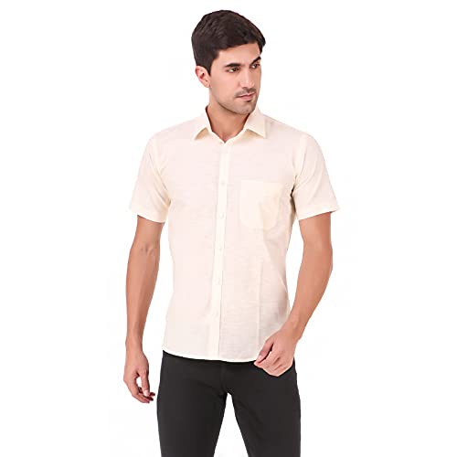 Men Slim FIT Linen Half Shirt at Amazon 