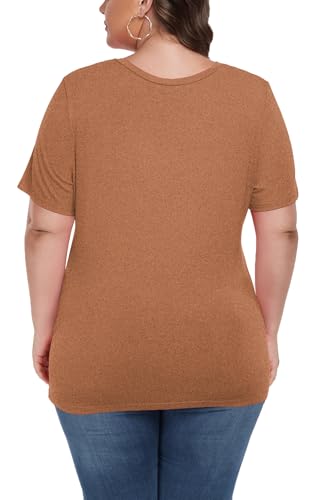 Image of ForHailey Women's Plus Size Short Sleeve Tee Shirt V Neck Basic Ladies Loose Fit T Shirt 1X-5X