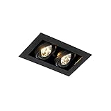 QAZQA Foco empotrable moderno negro 2 luces orientable - ONEON 70 Acero Rectangular Adecuado para...