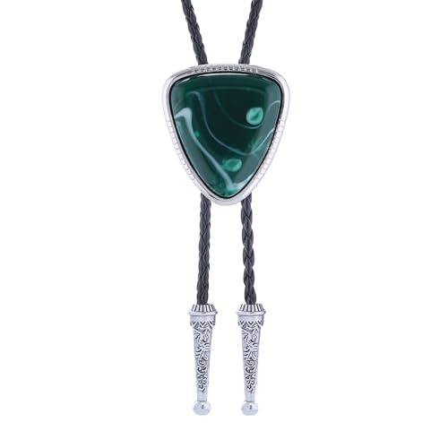Image of Btilasif Bolo Tie for Women, Vintage Turquoise Bolo Tie for Men, Western Cowboy Triangle Stone Leather Neckties