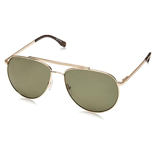 Lacoste Men's L177S Aviator Sunglasses, Gold/Green Polarized, 59 mm