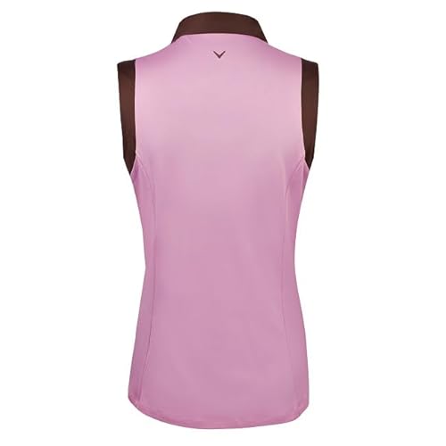 Callaway CGKSD034 Golf Ladies Colorblock Sleeveless Polo Pink Nectar Small thumb #1