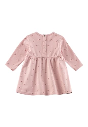 Sterntaler Kleid Blümchen - Mädchen Kleid aus Baumwolljersey mit Druck - Langarm Kleid mit Volants und gekräuseltem Rockteil - Knopfleiste im Nacken, Kinderkleidung ab Geburt, mattrosa, Größe 62