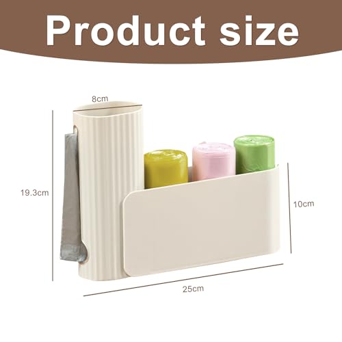 xiruiubao Müllsack Organisator Wand, Faltbar Müllsack Spender für Schränke, Wandmontierter Spender für Plastiktüten, Abfallsack und Frischhaltefolie für Bad & Küche (Milchig Weiß)