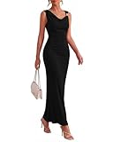 BTFBM Spring Dress for Women Sleeveless Solid Bodycon Homecoming Prom Cocktail Wedding Guest Dresses Summer Clothing(Black,Medium)