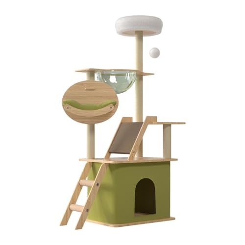 Whtkoph 猫の木のコンドミニアムコンドミニアムマルチレベルキャットおもちゃ猫クライミングタワーキャットベッド猫用ベッド, Green G, 40×55×155cm