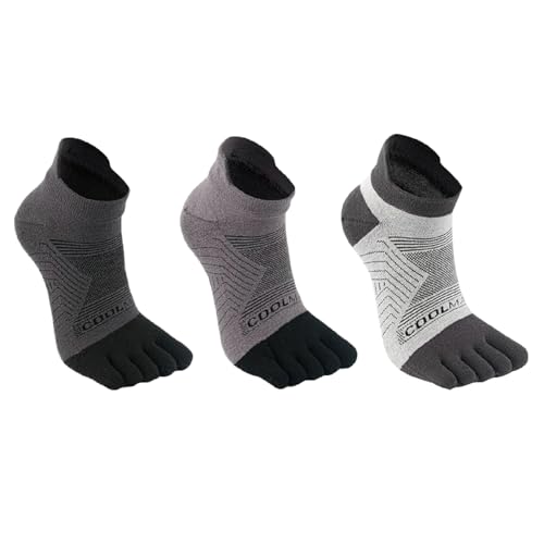 JEELAD COOLMAX Five Finger Socks for Men and Women Athletic Running （3 pairs）