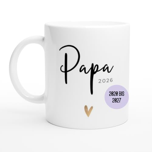 Papa Tasse 2026 Herz gold | Geschenk für werdende Väter 2020 bis 2027 verfügbar | Mann Schwangerschaft mitteilen | werdender Papi 2026 Geschenk Baby | Tasse Vater (Papa 2026 Herz gold, 2020-2027)