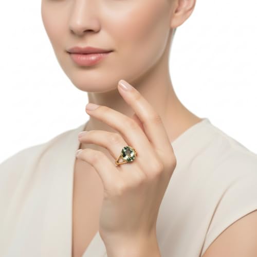 Image of 55Carat Choose Your Color Genuine Stone Ring 18K Gold Plated Oval Handmade Jewellery for Gift Sizes 4-13