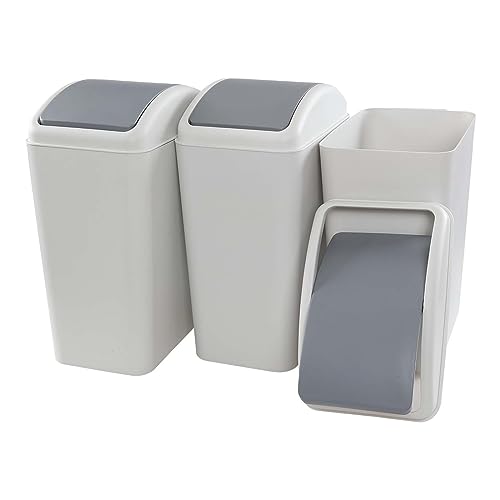Caneca de basura 3 unidades 4.5 galones tapa abatible gris miniatura 7