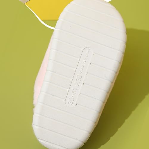 Baby Girls Boys House Slippers with Non-slip Rubber Cute Fuzzy Plush Slip-On Footwear for Kids Warm Winter Indoor 5