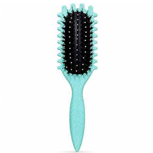 Image of GLUN Unisex Detangling Head Hair Brush, Turquoise Colour 1 Piece, Anti-Static Scalp Massage Brush, Soft Flexible Bristles, Smooth Styling Hairbrush for Wet & Dry Hair