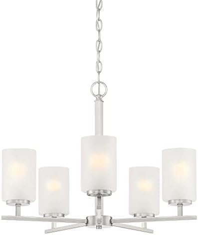 Designers Fountain Carmine 5-Light Chandelier, 24 Inch Ceiling Fixture for Kitchen, Dining Room, Bedroom, and Living Room, Brushed Nickel, D239M-5CH-BN