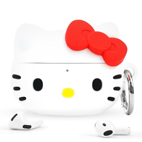 iFace Sanrio Case Compatible with AirPods 4th gen [Hello Kitty and Friends] - Cute Silicone Protective Cover [Carabiner Clip Included] [Wireless Charging Compatible] Hello Kitty