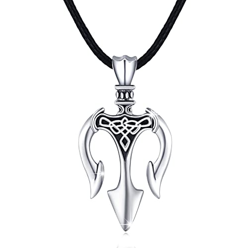 Trident Necklace 925 Sterling Silver Celtic Pendant Oxidized Irish Celtic Knot Necklace Jewelry Gifts for Men Women