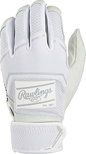 Rawlings | Workhorse Baseball Batting Gloves | Youth Large | White #TOP7