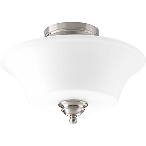 Progress Lighting P3617-09 Transitional Two Light Flush Mount from Applause Collection in Pwt, Nckl, B/S, Slvr. Finish, Brushed Nickel