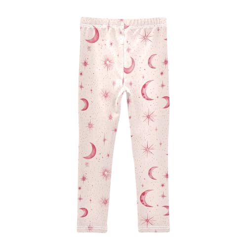 Pink Star Moon Girls Leggings Soft Stretch Workout Yoga Dance Pants for Kids Casual Tights2