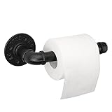 Jeasor Industrial Pipe Toilet Paper Holder, Heavy Duty DIY Vintage Rustic Iron Farmhouse Style Roll Tissue Wall Mount Paper Holder Towel Racks with Hardware for Bathroom, Kitchen, Bedroom (1, Black)